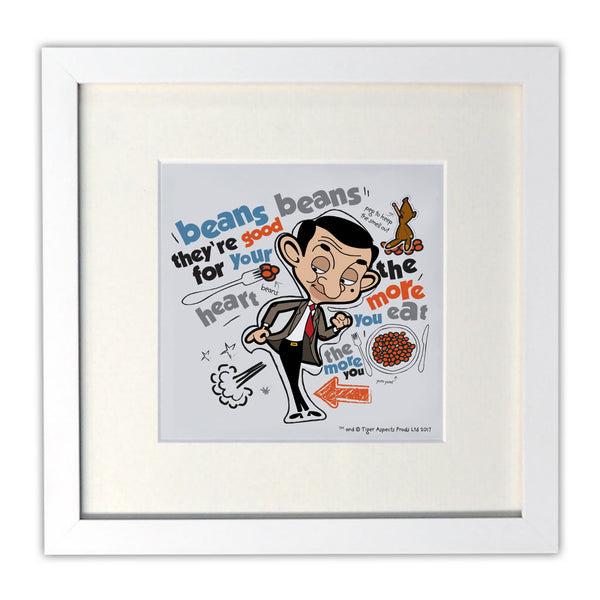 Bean beans, good for your heart White Framed Print Mr Bean Shop
