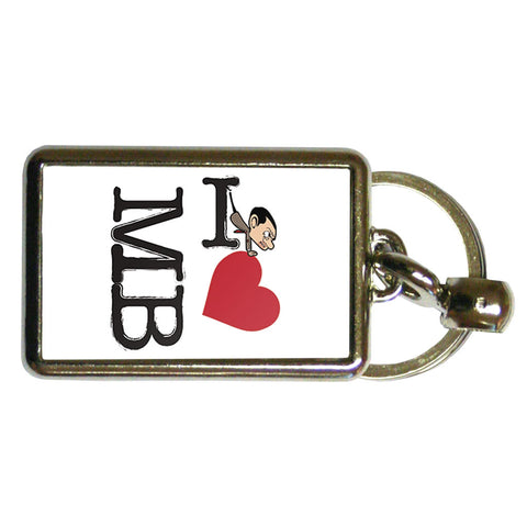 Black I Heart Mr Bean Metal Keyring
