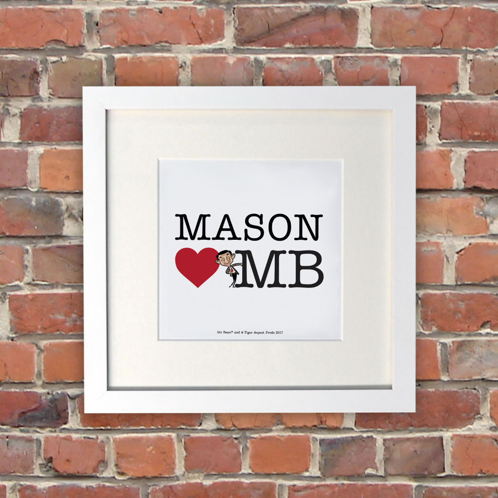 Heart Mr Bean 2 White Framed Print (Lifestyle)
