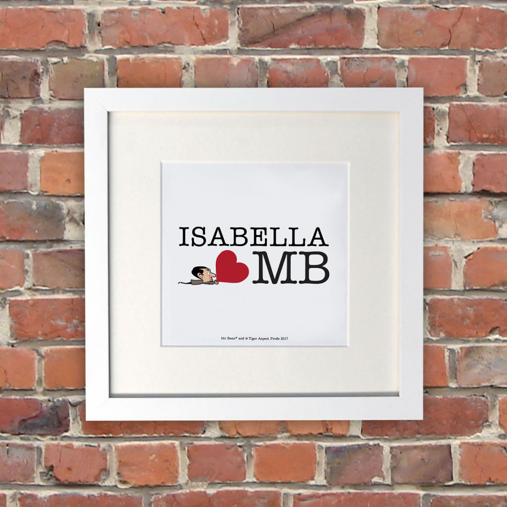 Heart Mr Bean 3 White Framed Print (Lifestyle)