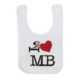Black I Heart Mr Bean Baby Bib