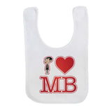 White I Heart Mr Bean Baby Bib