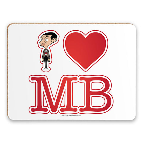 White I Heart Mr Bean Placemat